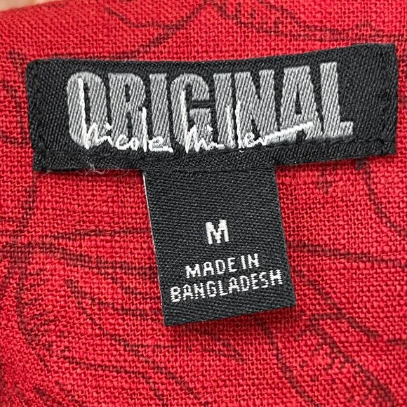 Nicole Miller Dress Linen Blend Short Sleeve Tropical Floral V-Neck Women Medium - Picture 6 of 12